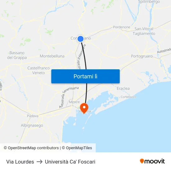 Via Lourdes to Università Ca' Foscari map