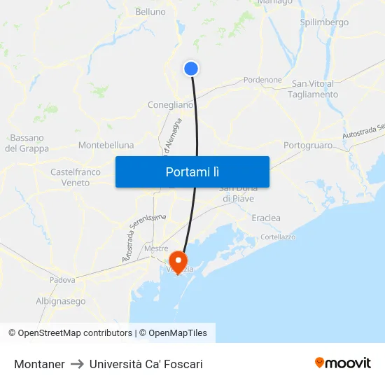 Montaner to Università Ca' Foscari map