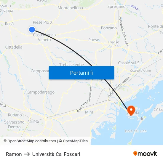 Ramon to Università Ca' Foscari map