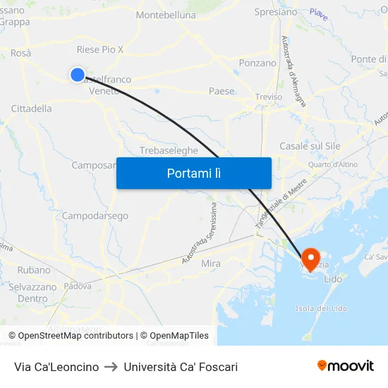 Via Ca'Leoncino to Università Ca' Foscari map