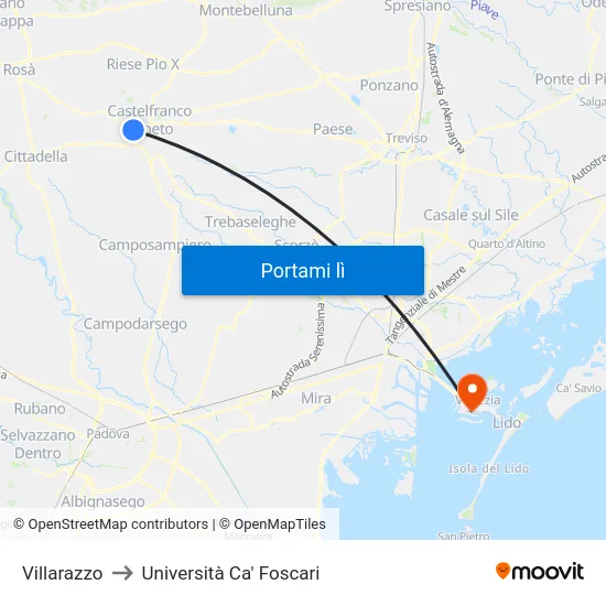 Villarazzo to Università Ca' Foscari map