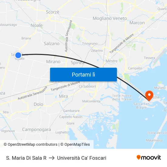 S. Maria Di Sala R to Università Ca' Foscari map