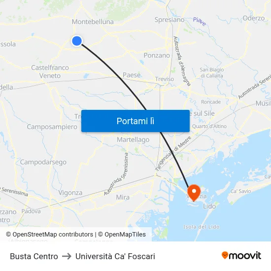 Busta Centro to Università Ca' Foscari map
