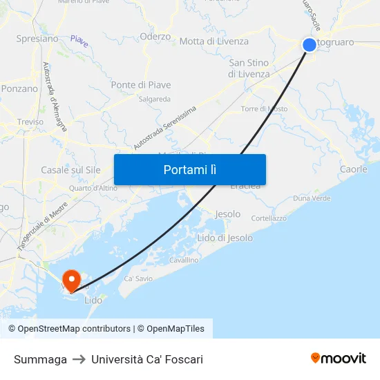 Summaga to Università Ca' Foscari map