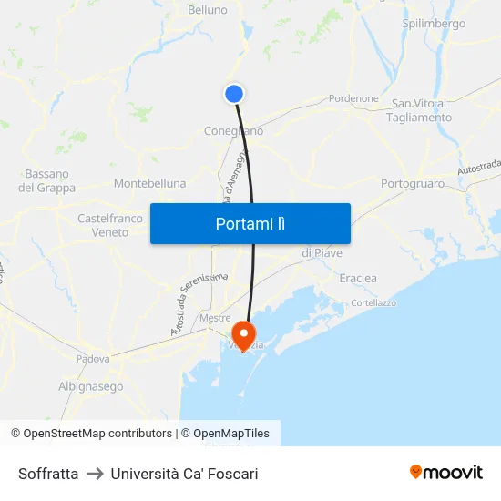 Soffratta to Università Ca' Foscari map