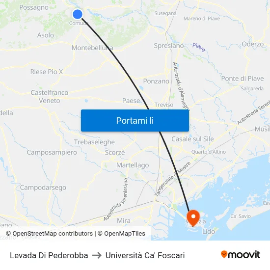 Levada Di Pederobba to Università Ca' Foscari map