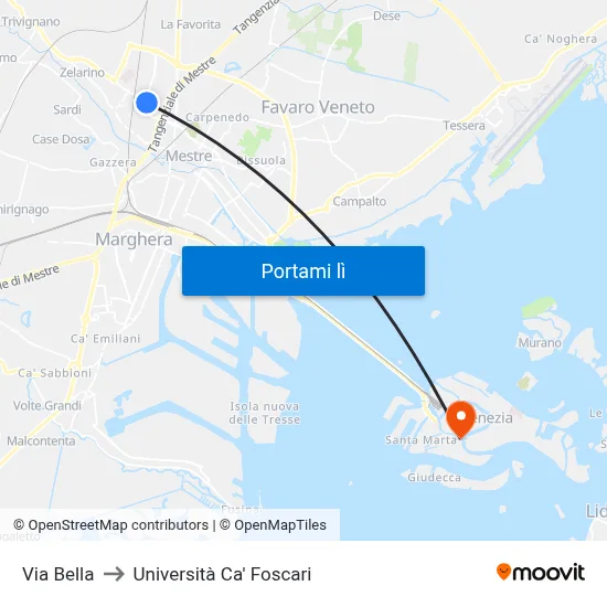 Via Bella to Università Ca' Foscari map