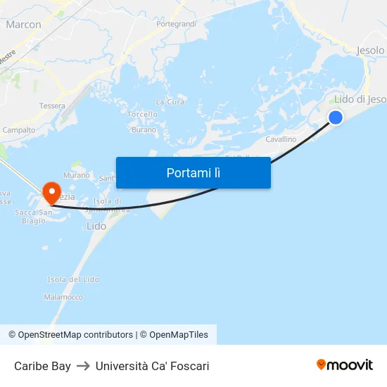 Caribe Bay to Università Ca' Foscari map