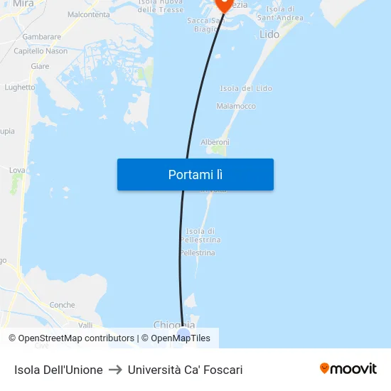 Isola Dell'Unione to Università Ca' Foscari map