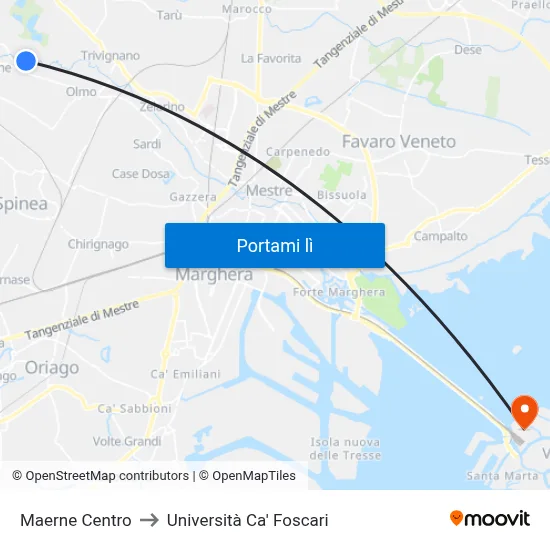 Maerne Centro to Università Ca' Foscari map