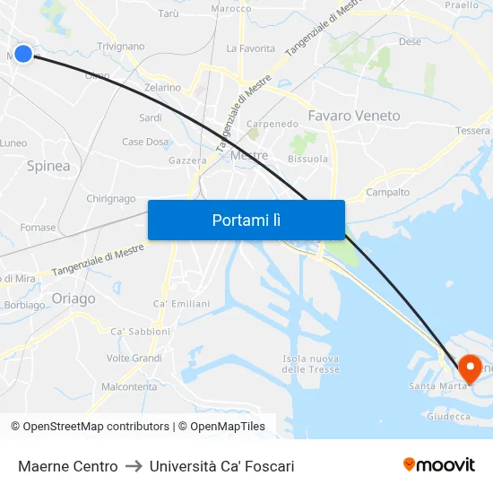 Maerne Centro to Università Ca' Foscari map