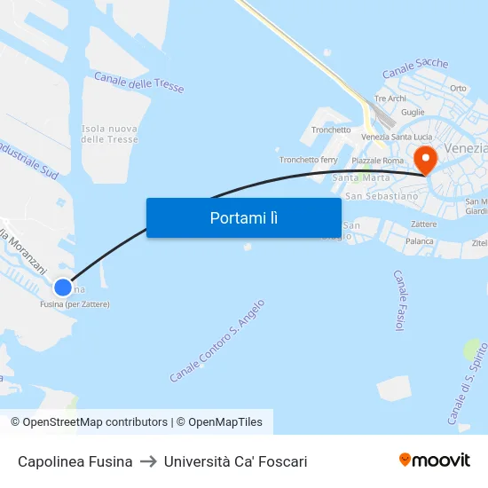 Capolinea Fusina to Università Ca' Foscari map