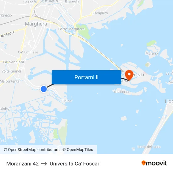 Moranzani 42 to Università Ca' Foscari map