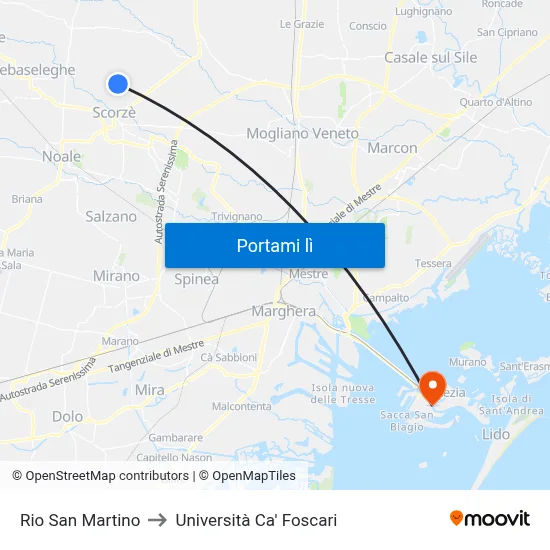 Rio San Martino to Università Ca' Foscari map