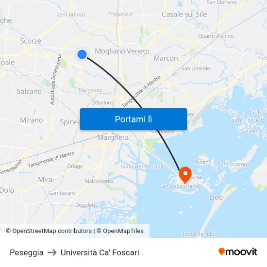 Peseggia to Università Ca' Foscari map