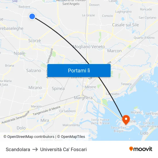 Scandolara to Università Ca' Foscari map