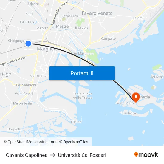 Cavanis Capolinea to Università Ca' Foscari map