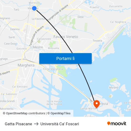 Gatta Pisacane to Università Ca' Foscari map