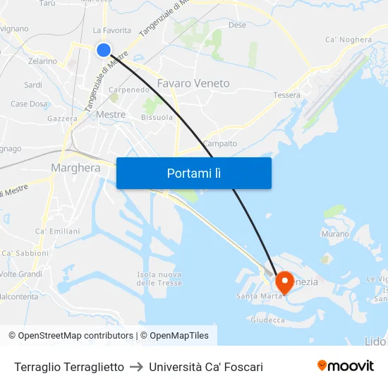 Terraglio Terraglietto to Università Ca' Foscari map