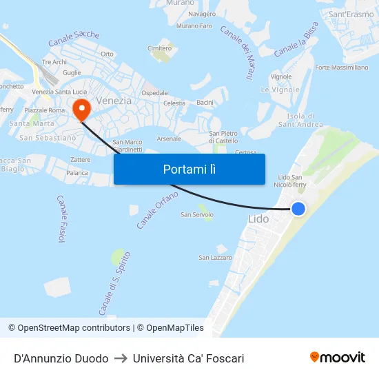 D'Annunzio Duodo to Università Ca' Foscari map