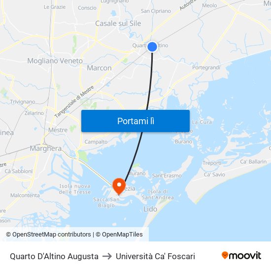 Quarto D'Altino Augusta to Università Ca' Foscari map