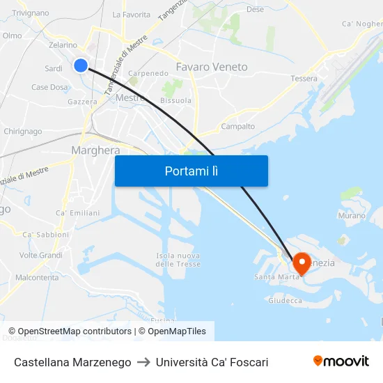 Castellana Marzenego to Università Ca' Foscari map