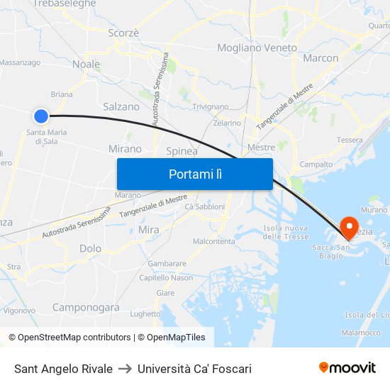 Sant Angelo Rivale to Università Ca' Foscari map