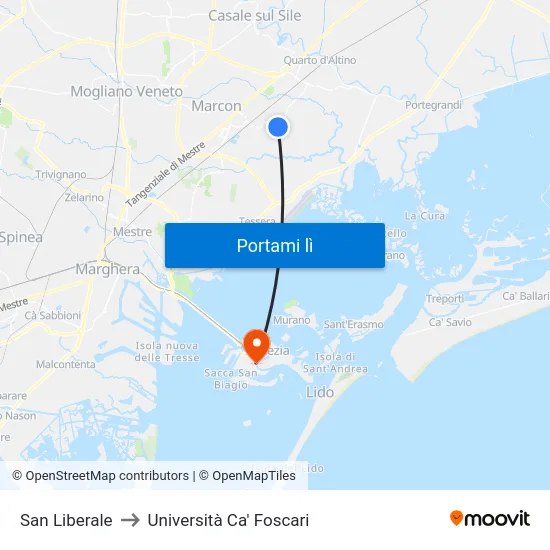San Liberale to Università Ca' Foscari map