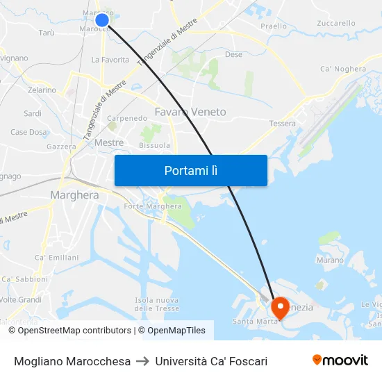 Mogliano Marocchesa to Università Ca' Foscari map