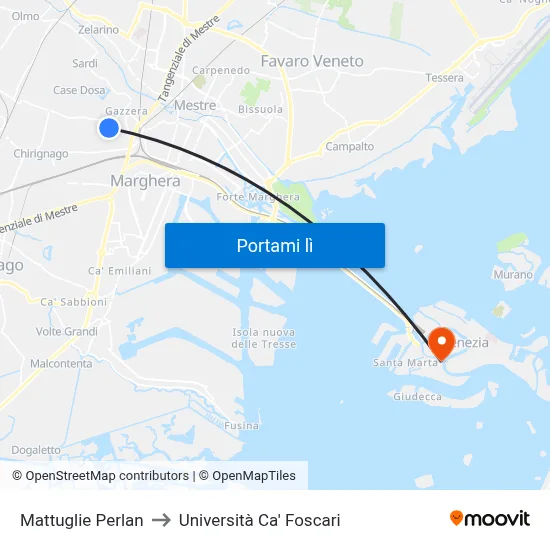 Mattuglie Perlan to Università Ca' Foscari map