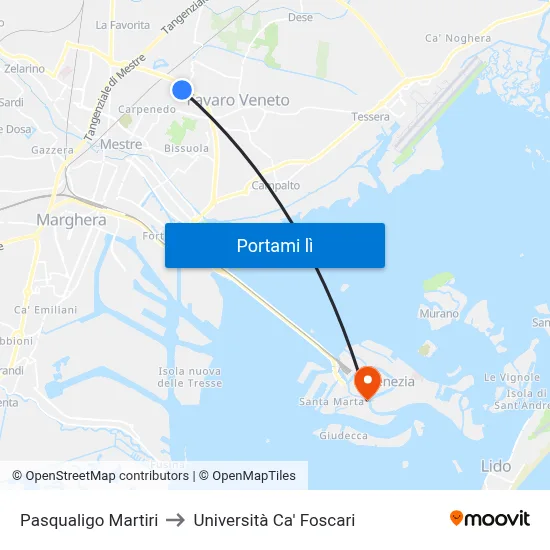 Pasqualigo Martiri to Università Ca' Foscari map