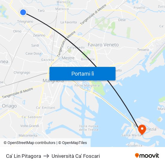 Ca' Lin Pitagora to Università Ca' Foscari map