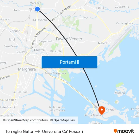 Terraglio Gatta to Università Ca' Foscari map