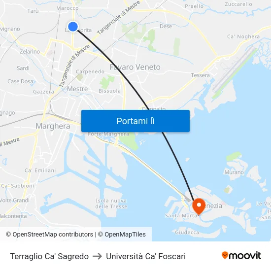 Terraglio Ca' Sagredo to Università Ca' Foscari map