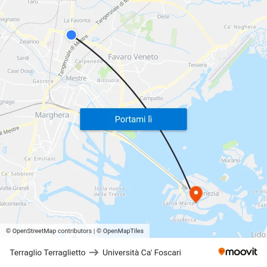 Terraglio Terraglietto to Università Ca' Foscari map