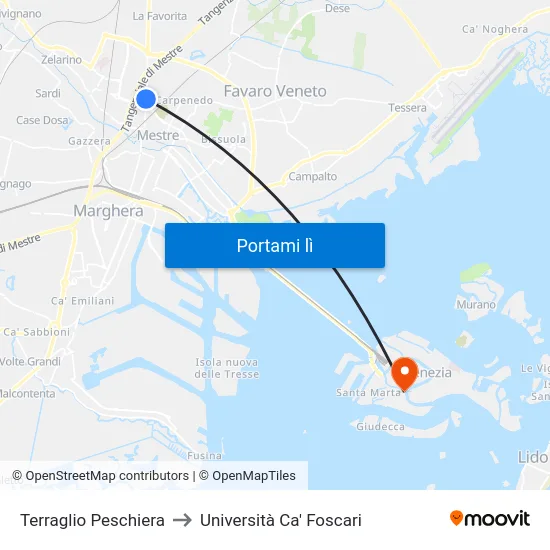 Terraglio Peschiera to Università Ca' Foscari map