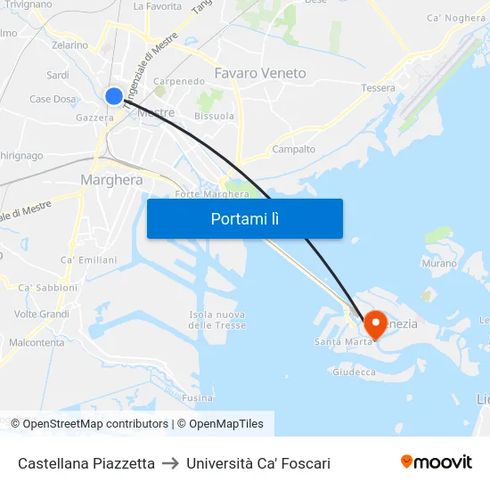 Castellana Piazzetta to Università Ca' Foscari map