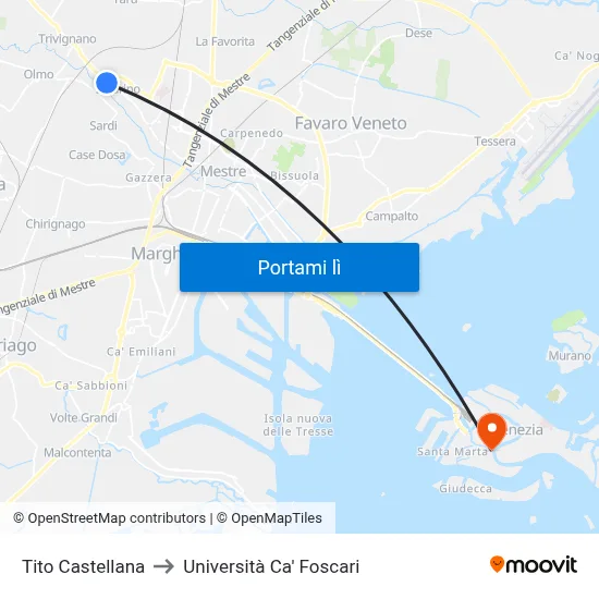Tito Castellana to Università Ca' Foscari map