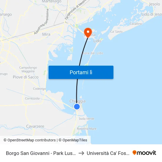 Borgo San Giovanni - Park Lusenzo to Università Ca' Foscari map
