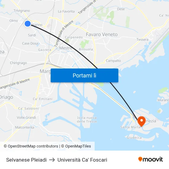 Selvanese Pleiadi to Università Ca' Foscari map