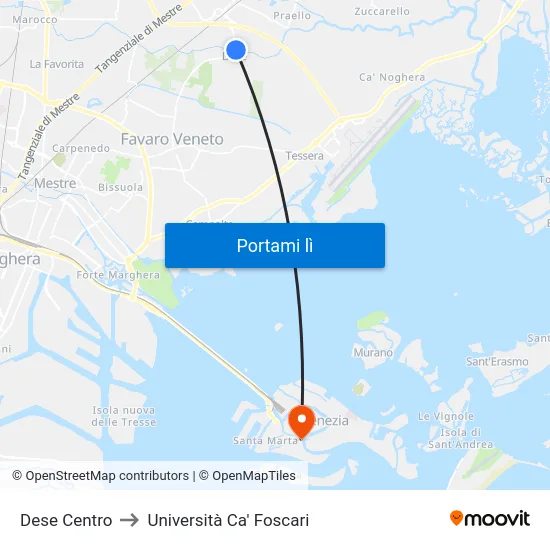 Dese Centro to Università Ca' Foscari map