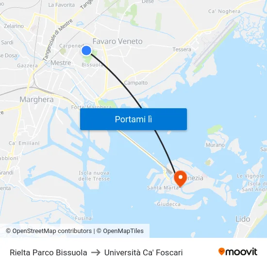 Rielta Parco Bissuola to Università Ca' Foscari map