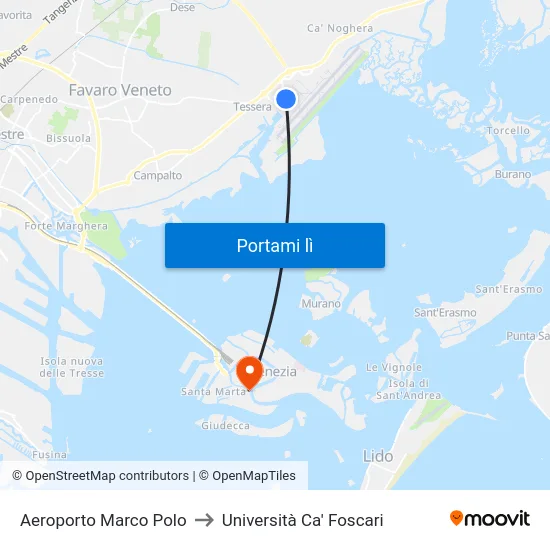 Aeroporto Marco Polo to Università Ca' Foscari map
