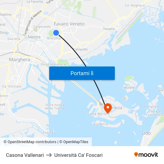 Casona Vallenari to Università Ca' Foscari map