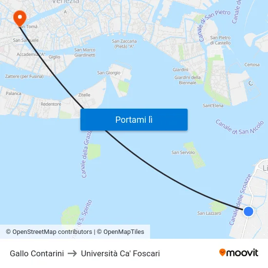 Gallo Contarini to Università Ca' Foscari map