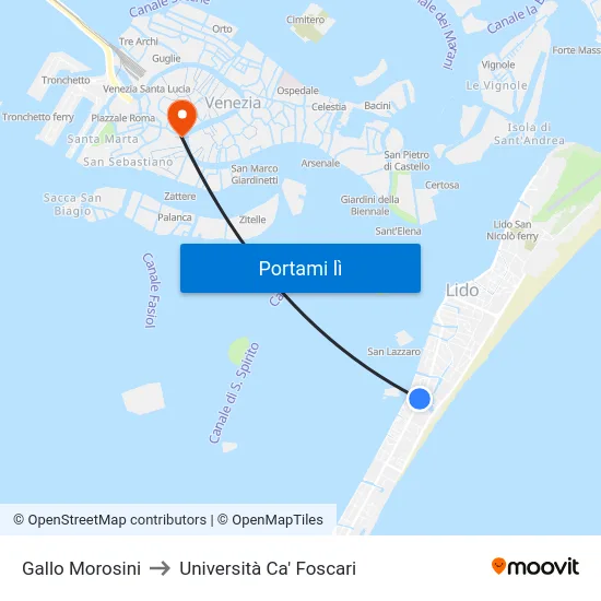 Gallo Morosini to Università Ca' Foscari map