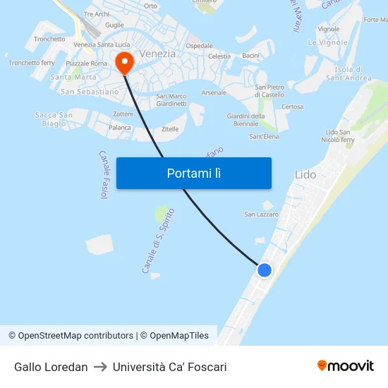Gallo Loredan to Università Ca' Foscari map