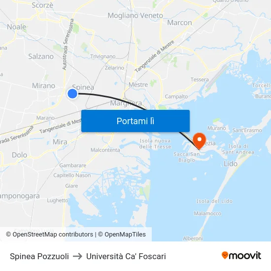 Spinea Pozzuoli to Università Ca' Foscari map