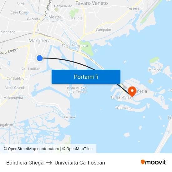 Bandiera Ghega to Università Ca' Foscari map