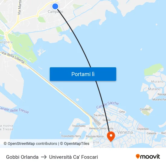 Gobbi Orlanda to Università Ca' Foscari map